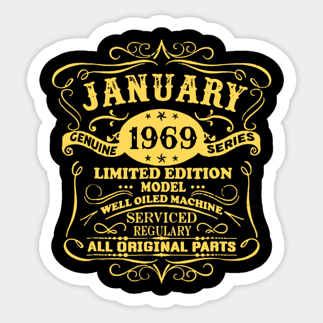 January 1969 Retro Shirt Vintage 50th Birthday Decorations Sticker by Danielsmfbb